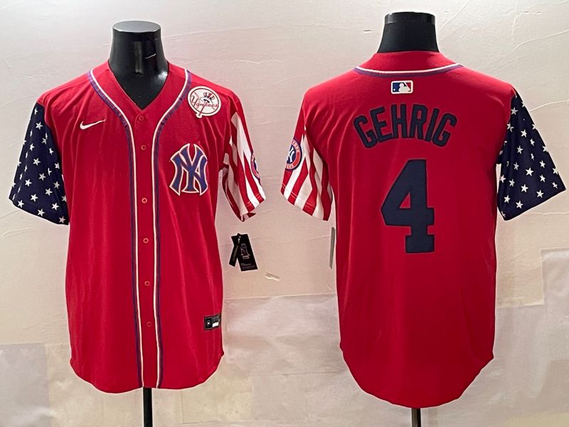 Men New York Yankees 4 Gehrig Red a generation of national flags Jointly Name 2025 Nike MLB Jersey style 7